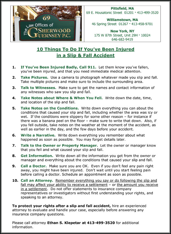 10 Things to do if You've Been Injured in a Slip and Fall Accident